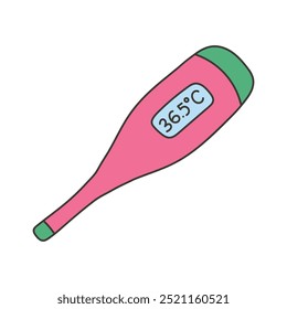 Kawaii Doctor Doodle Illustration - Thermometer