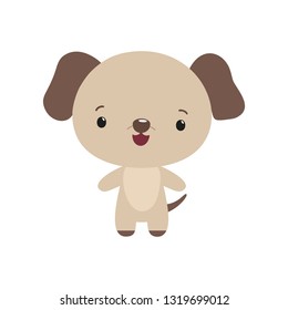 Kawaii dog animal. Cute carton character. Little puppy pet standing. Sweet childish style. Funny Japanese Korean design. Mascot, emoji, avatar, logo, game, decal, sticker, print, app for children.