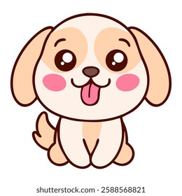 Kawaii dog smiling cute cartoon style illustration