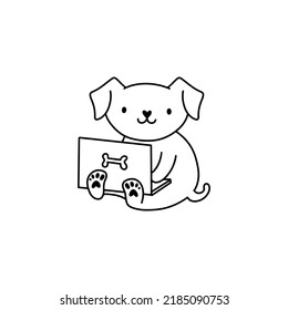 Kawaii dog student vector illustration. Funny cartoon character. Modern art.