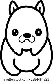 Kawaii dog vector linear illustration