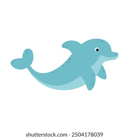 Kawaii dolphin character. Sea animal. Flat vector illustration