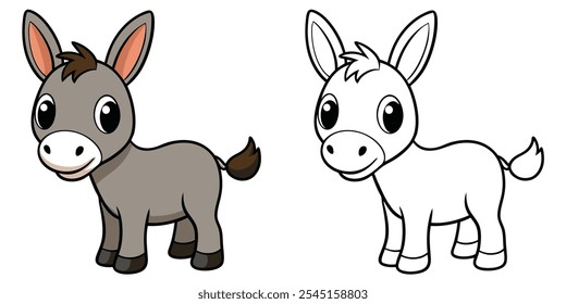 Cópia arquivada em 13 de julho de 2013 "Kawaii Donkey Cartoon Coloring Pages For Kids" . Livro de colorir burro imprimível. Ilustração De Vetor De Burro Bonito Com Contorno Preto. Animais fáceis de colorir