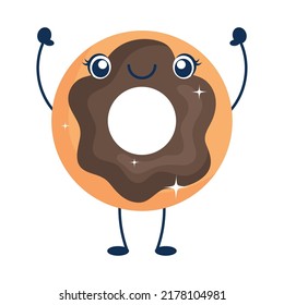 kawaii donut illustration over white
