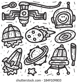 kawaii doodle astronaut cartoon designs  for coloring, backgrounds, stickers, logos, icons and more 