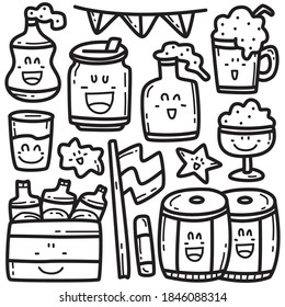 kawaii doodle beer cartoon designs  for coloring, backgrounds, stickers, logos, icons and more 