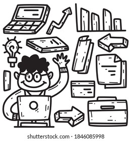 kawaii doodle businessman cartoon designs  for coloring, backgrounds, stickers, logos, icons and more 