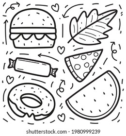 kawaii doodle cartoon food coloring design