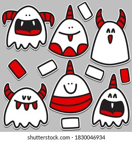 kawaii doodle cartoon monster designs for wallpaper, stickers, coloring books, pins, emblems, logos and more