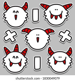 kawaii doodle cartoon monster designs for wallpaper, stickers, coloring books, pins, emblems, logos and more