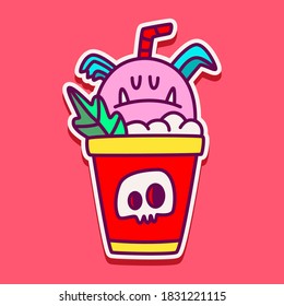 kawaii doodle cartoon monster designs for wallpaper, stickers, coloring books, pins, emblems, logos and more