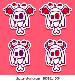 kawaii doodle cartoon monster designs for wallpaper, stickers, coloring books, pins, emblems, logos and more