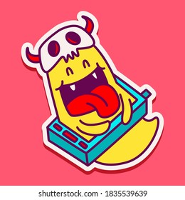 kawaii doodle cartoon monster designs for wallpaper, stickers, coloring books, pins, emblems, logos and more