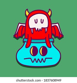 kawaii doodle cartoon monster designs for wallpaper, stickers, coloring books, pins, emblems, logos and more