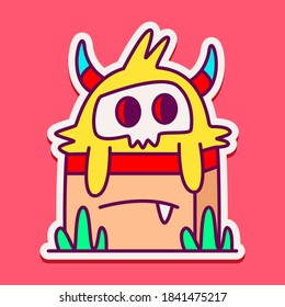 kawaii doodle cartoon monster designs for wallpaper, stickers, coloring books, pins, emblems, logos and more