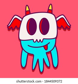 kawaii doodle cartoon monster designs for wallpaper, stickers, coloring books, pins, emblems, logos and more