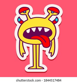 kawaii doodle cartoon monster designs for wallpaper, stickers, coloring books, pins, emblems, logos and more
