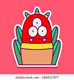 kawaii doodle cartoon monster designs for wallpaper, stickers, coloring books, pins, emblems, logos and more