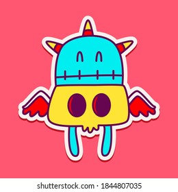 kawaii doodle cartoon monster designs for wallpaper, stickers, coloring books, pins, emblems, logos and more