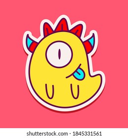 kawaii doodle cartoon monster designs for wallpaper, stickers, coloring books, pins, emblems, logos and more