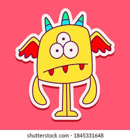 kawaii doodle cartoon monster designs for wallpaper, stickers, coloring books, pins, emblems, logos and more