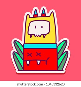 kawaii doodle cartoon monster designs for wallpaper, stickers, coloring books, pins, emblems, logos and more