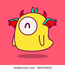 kawaii doodle cartoon monster designs for wallpaper, stickers, coloring books, pins, emblems, logos and more