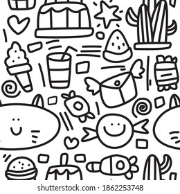 kawaii doodle cartoon pattern designs for stickers, backgrounds, wallpapers, clothes, decorations and more 