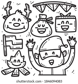 kawaii doodle christmas cartoon designs  for coloring, backgrounds, stickers, logos, icons and more 
