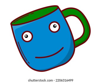 Kawaii or Doodle Collection, Home Appliances decorated with Facial Expression Emoticons