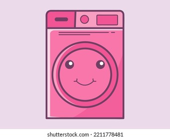 Kawaii or Doodle Collection, Home Appliances decorated with Facial Expression Emoticons