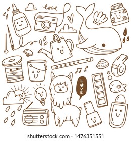Kawaii doodle collection line art, suitable for coloring
