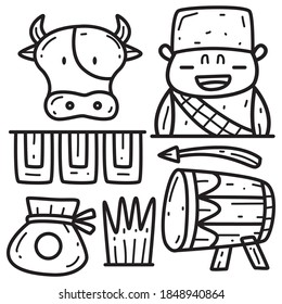 kawaii doodle eid al adha cartoon designs  for coloring, backgrounds, stickers, logos, icons and more 