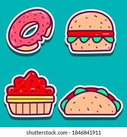 kawaii doodle food cartoon designs  for coloring, backgrounds, stickers, logos, icons and more 