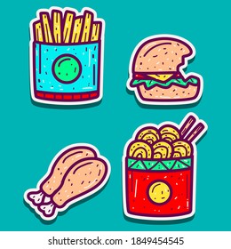 kawaii doodle food cartoon designs  for coloring, backgrounds, stickers, logos, icons and more 