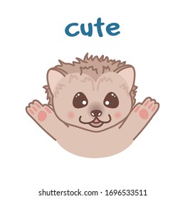 kawaii doodle hedgehog, cute mammal animal, lovely cartoon drawing pet, editable vector illustration for kids decoration, poster, t shirt print, card