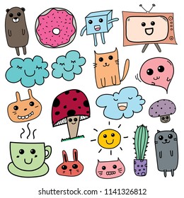 Kawaii Doodle For Kids. Hand Drawn Vector Illustration.