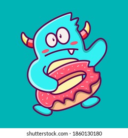 kawaii doodle monster cartoon designs  for coloring, backgrounds, stickers, logos, icons and more 