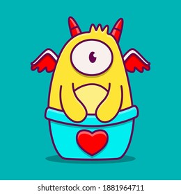 kawaii doodle monster cartoon designs  for coloring, backgrounds, stickers, logos, icons and more