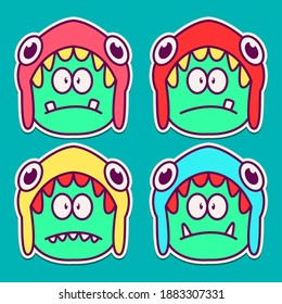 kawaii doodle monster cartoon designs  for coloring, backgrounds, stickers, logos, icons and more 