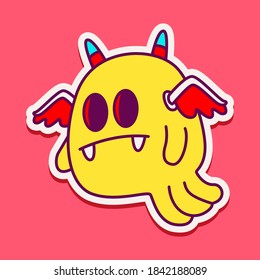 kawaii doodle monster sticker design illustration