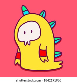 kawaii doodle monster sticker design illustration