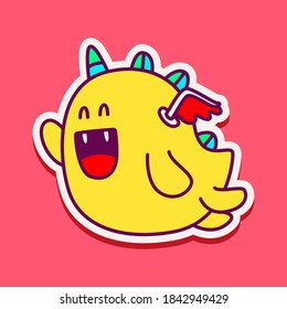 kawaii doodle monster sticker design illustration