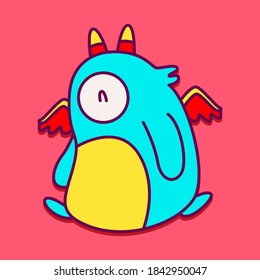 kawaii doodle monster sticker design illustration