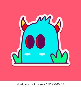 kawaii doodle monster sticker design illustration
