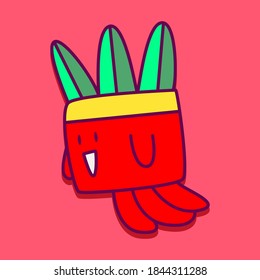 kawaii doodle monster sticker design illustration