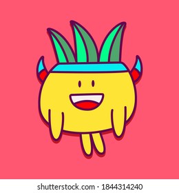 kawaii doodle monster sticker design illustration