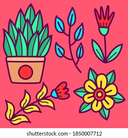kawaii doodle rose cartoon designs  for coloring, backgrounds, stickers, logos, icons and more 
