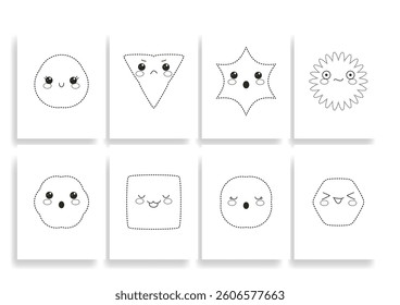 Kawaii Dot-to-Dot Geometric Vector Background Illustration  