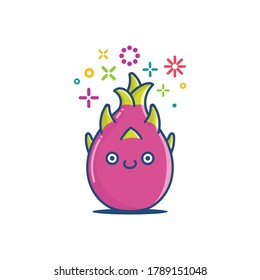 kawaii dragon fruit icon cartoon isolated on white background